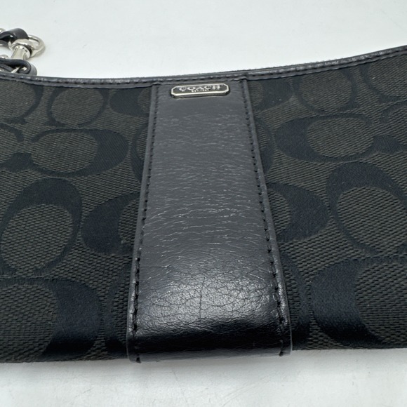 Coach Signature Accordion Zip Wallet Wristlet Black - Picture 3 of 9